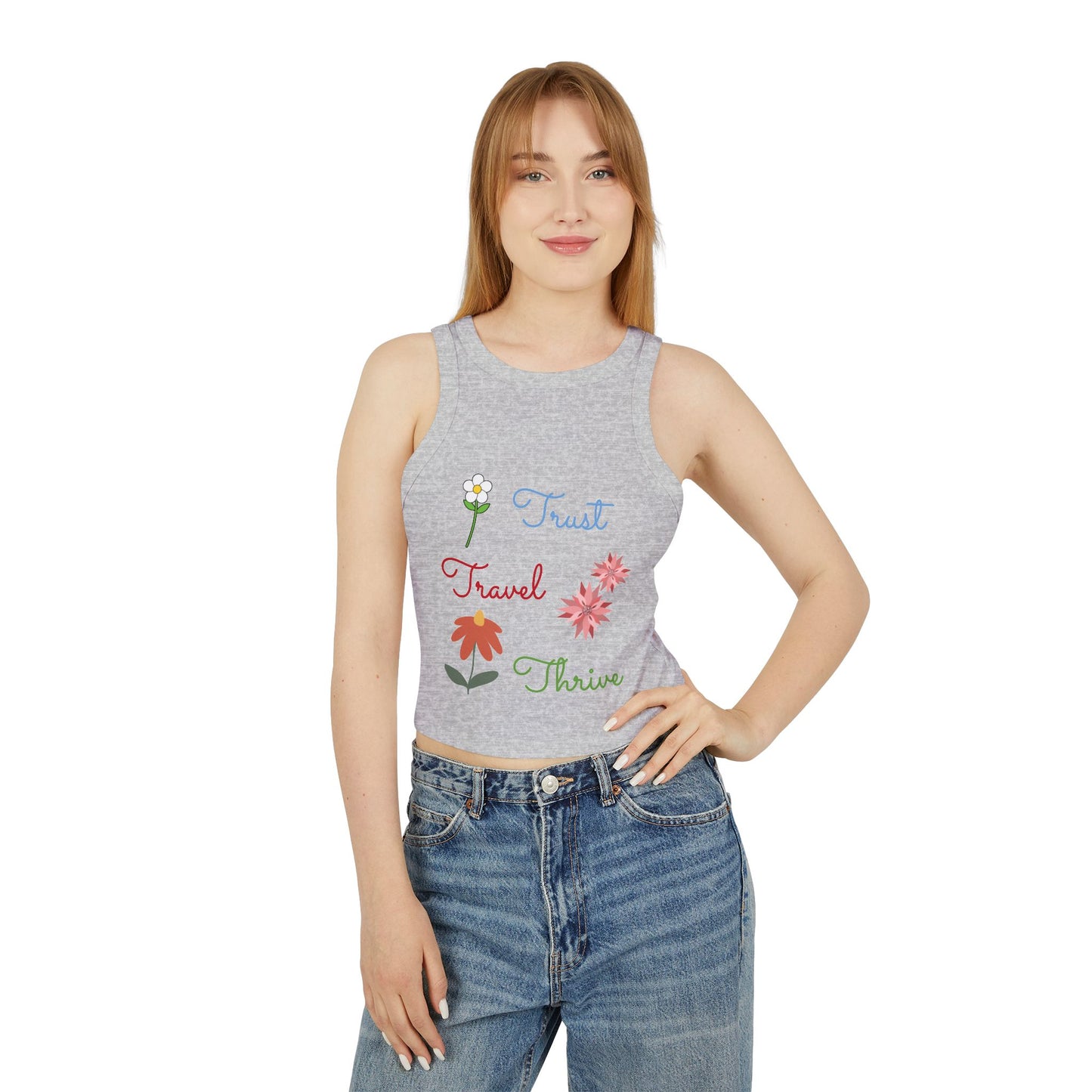 Crop Micro Rib Racer Tank Top - Women