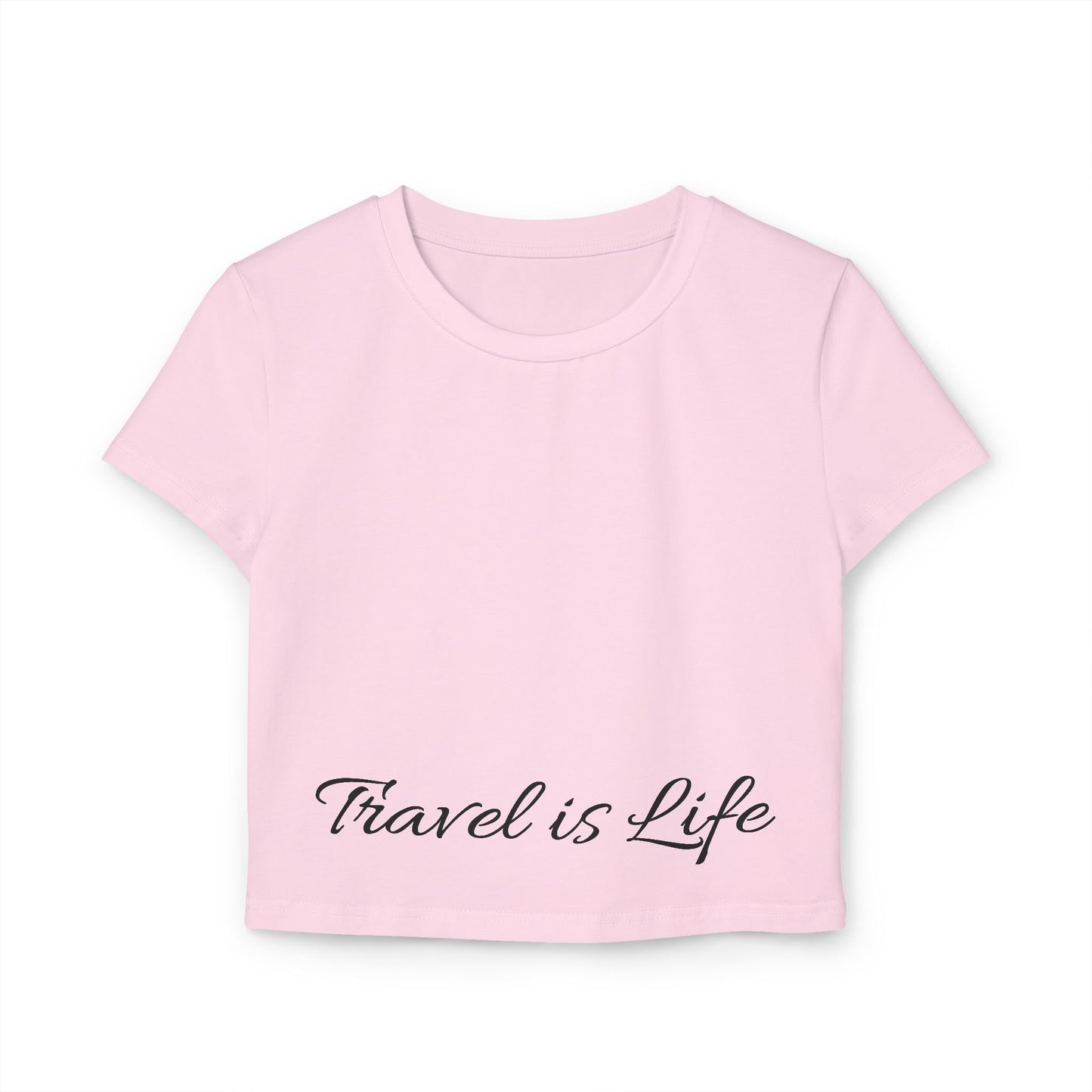 Travel is Life - Slim Fit Crop Baby Tee - Women