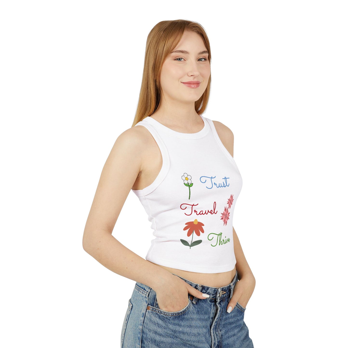 Crop Micro Rib Racer Tank Top - Women