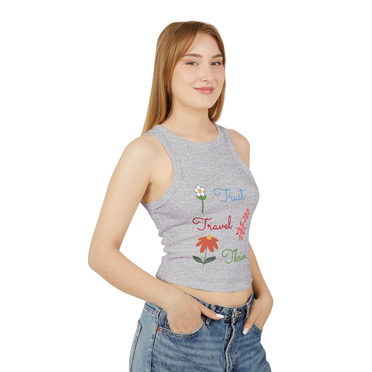 Crop Micro Rib Racer Tank Top - Women