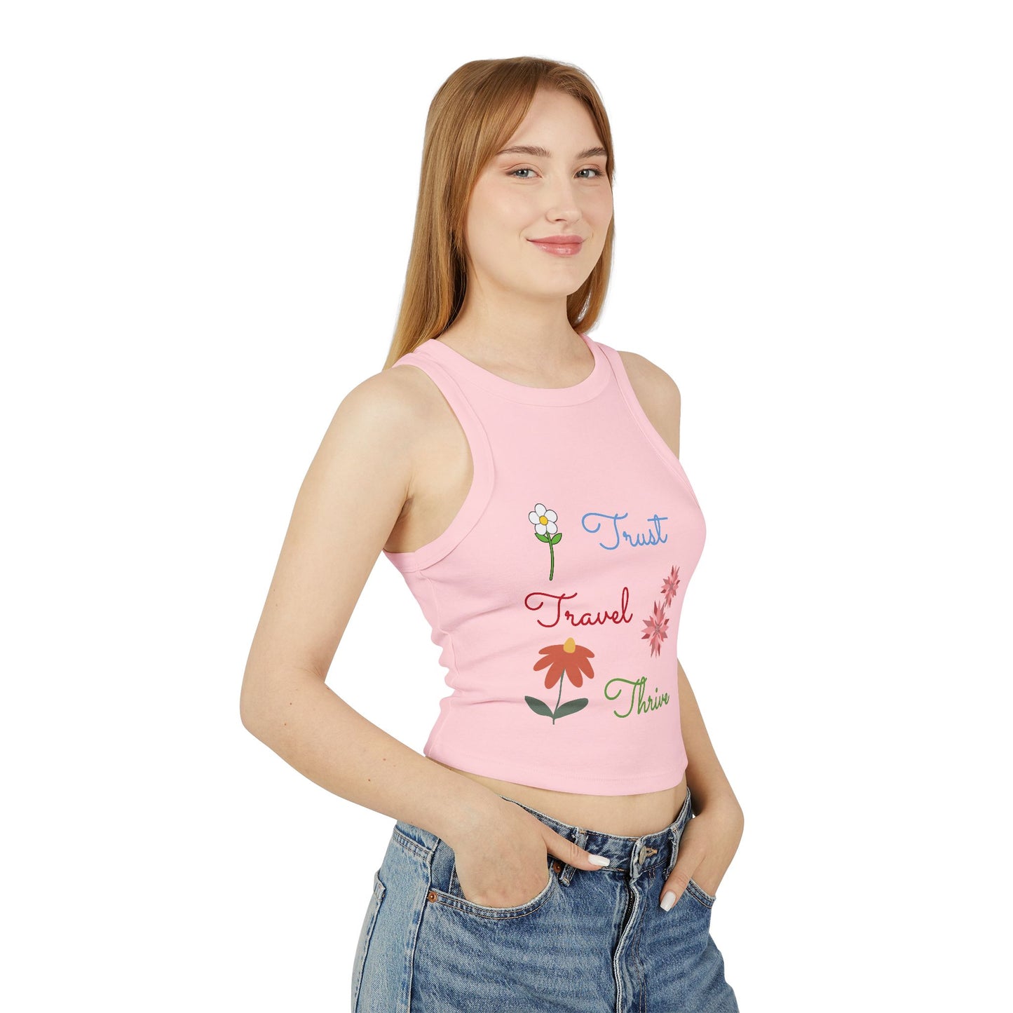 Crop Micro Rib Racer Tank Top - Women